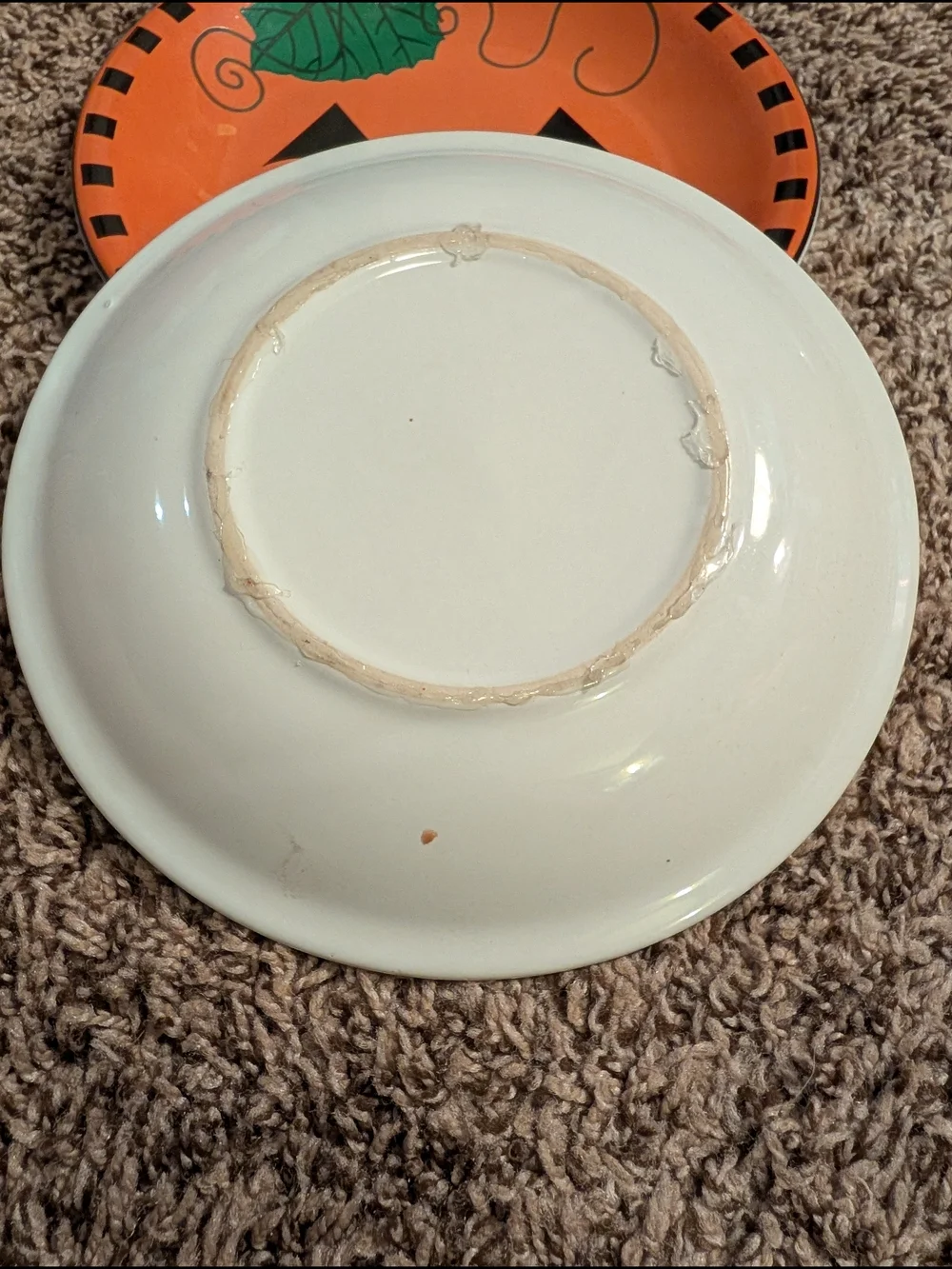 Set of 2 Halloween Jack-o'-lantern Ceramic Dessert Plates Orange 8 in Round
